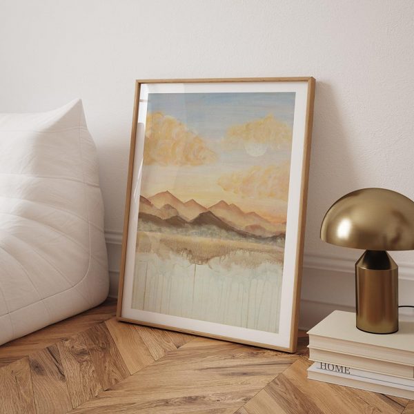 Berge Poster Sonnenuntergang in Skandi Interior