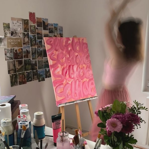 abstrakte-kunst-poster-self-love-rosa Typographie Poster pink self love