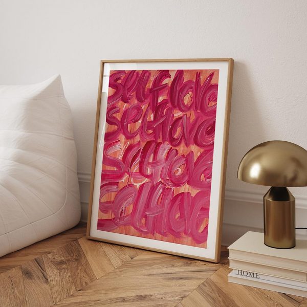 Typografie Poster self love pink in Skandi interior