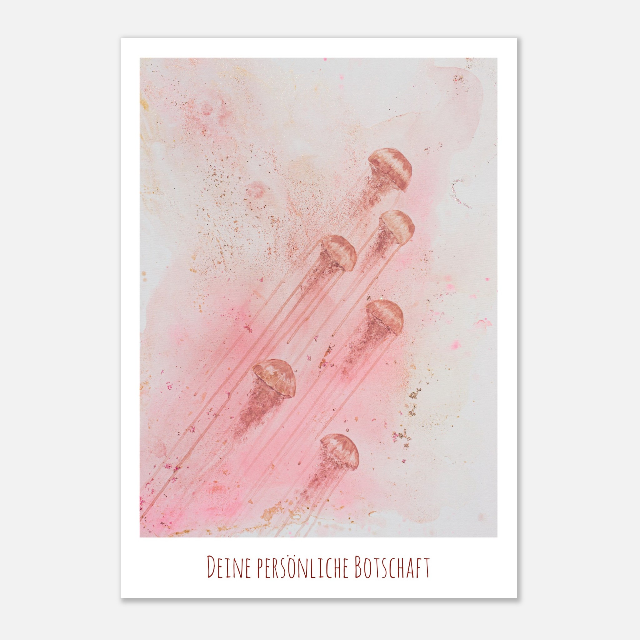 Unsterbliche Quallen Poster rosa DinA4 mit Personalisierung